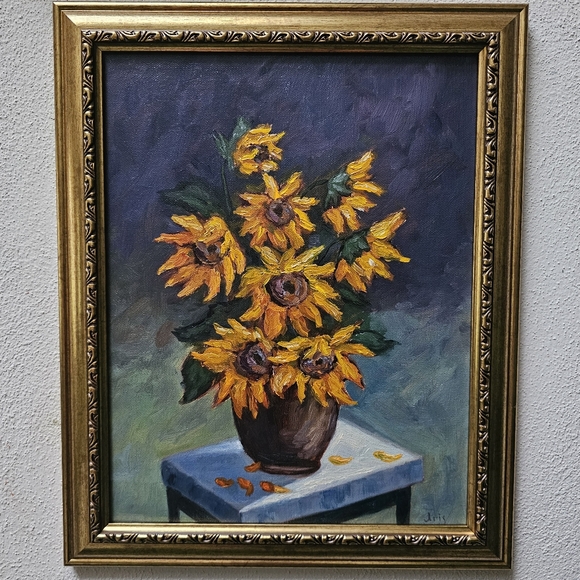 Abstract Still Life oil Painting of Sunflowers